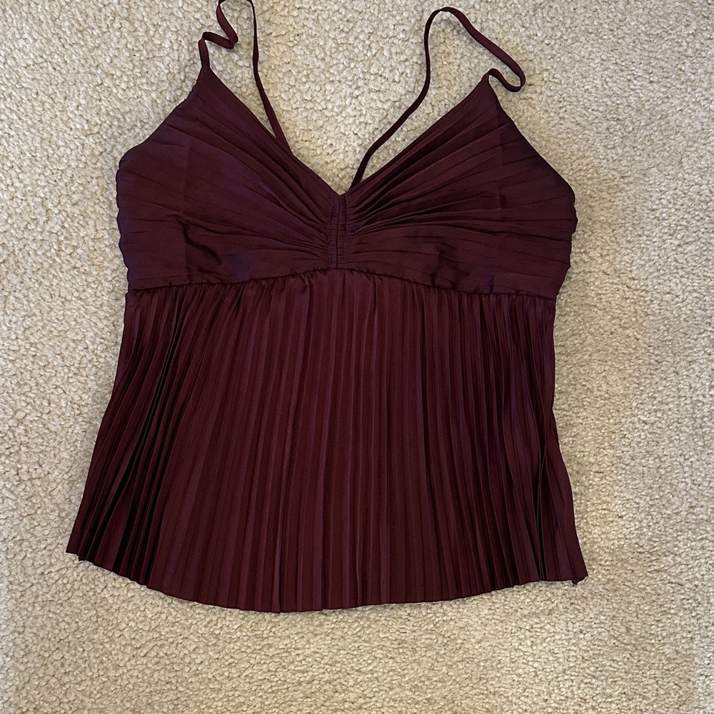 Banana Republic Dark Cherry Pleated Camisole - Picture 3 of 6